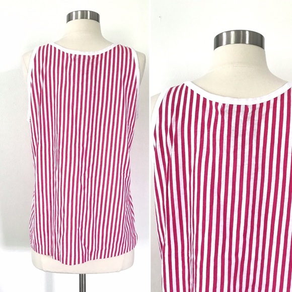 Vintage 80’s pink & white striped tank top NWT - Picture 2 of 9